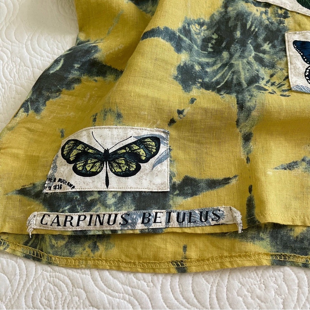 Upcycled Bellambra Linen Top OOAK Butterfly Appliqués Size Medium - Picture 7 of 15